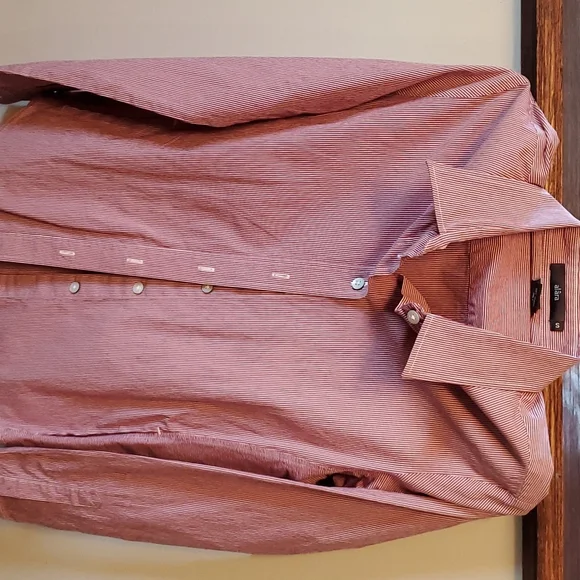 Alara Burgundy Stripe Button Down Shirt. Size S - Picture 1 of 6